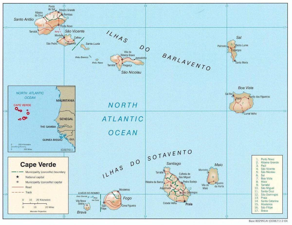 kartta osoittaa Cape Verde