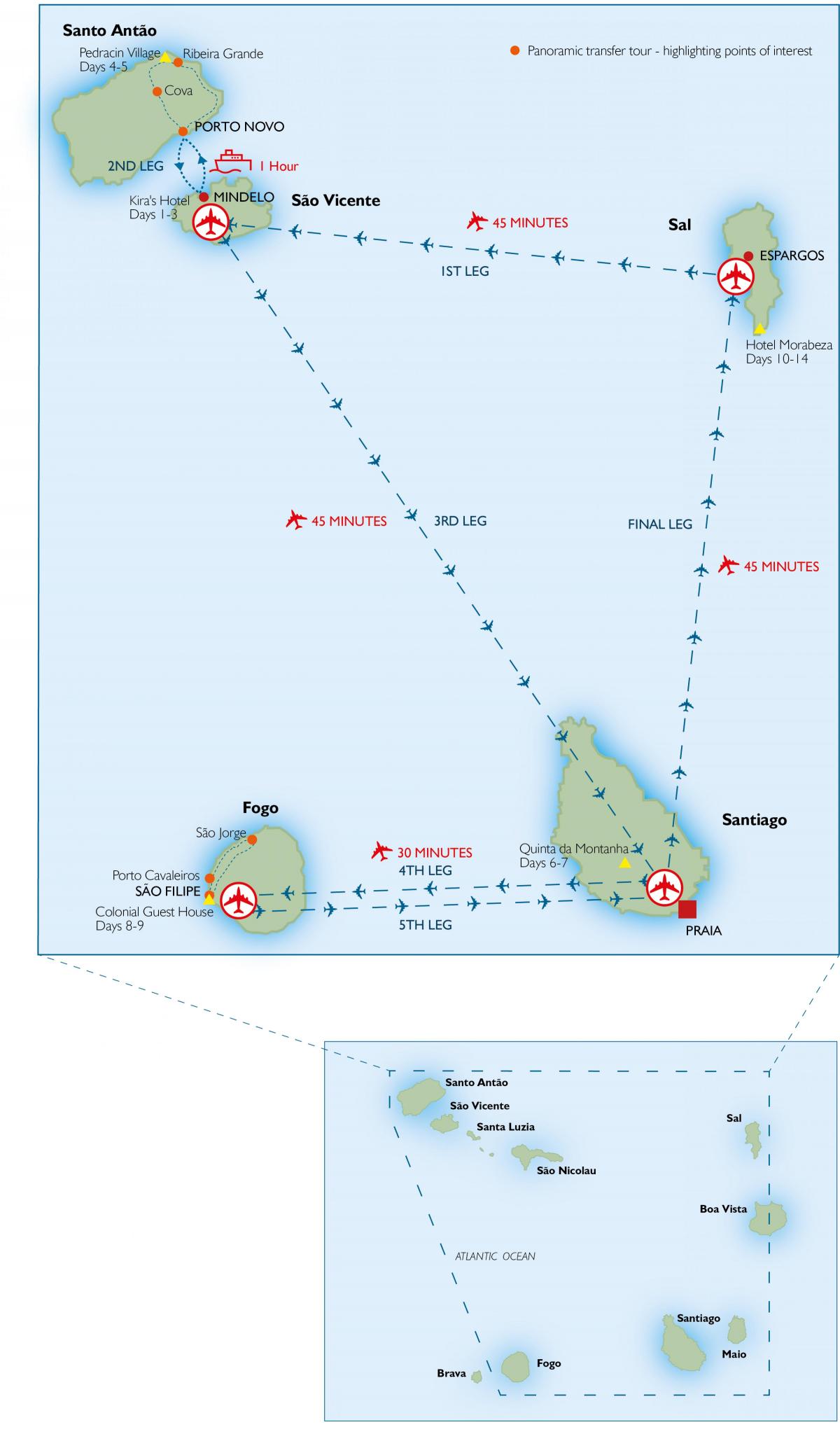 kartta Cape Verde lentokentistä